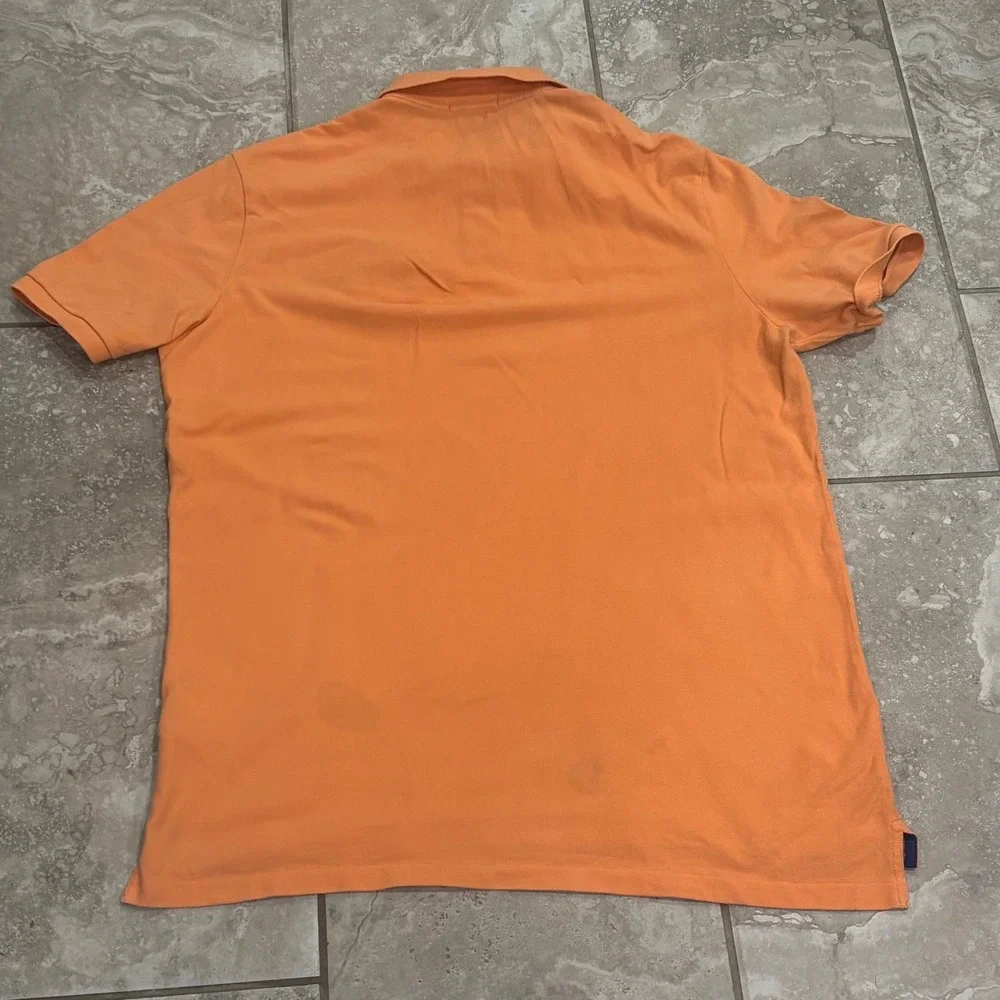 Polo Ralph Lauren Mens Large Orange Classic Fit Multi Horse Polo Shirt Navy 3